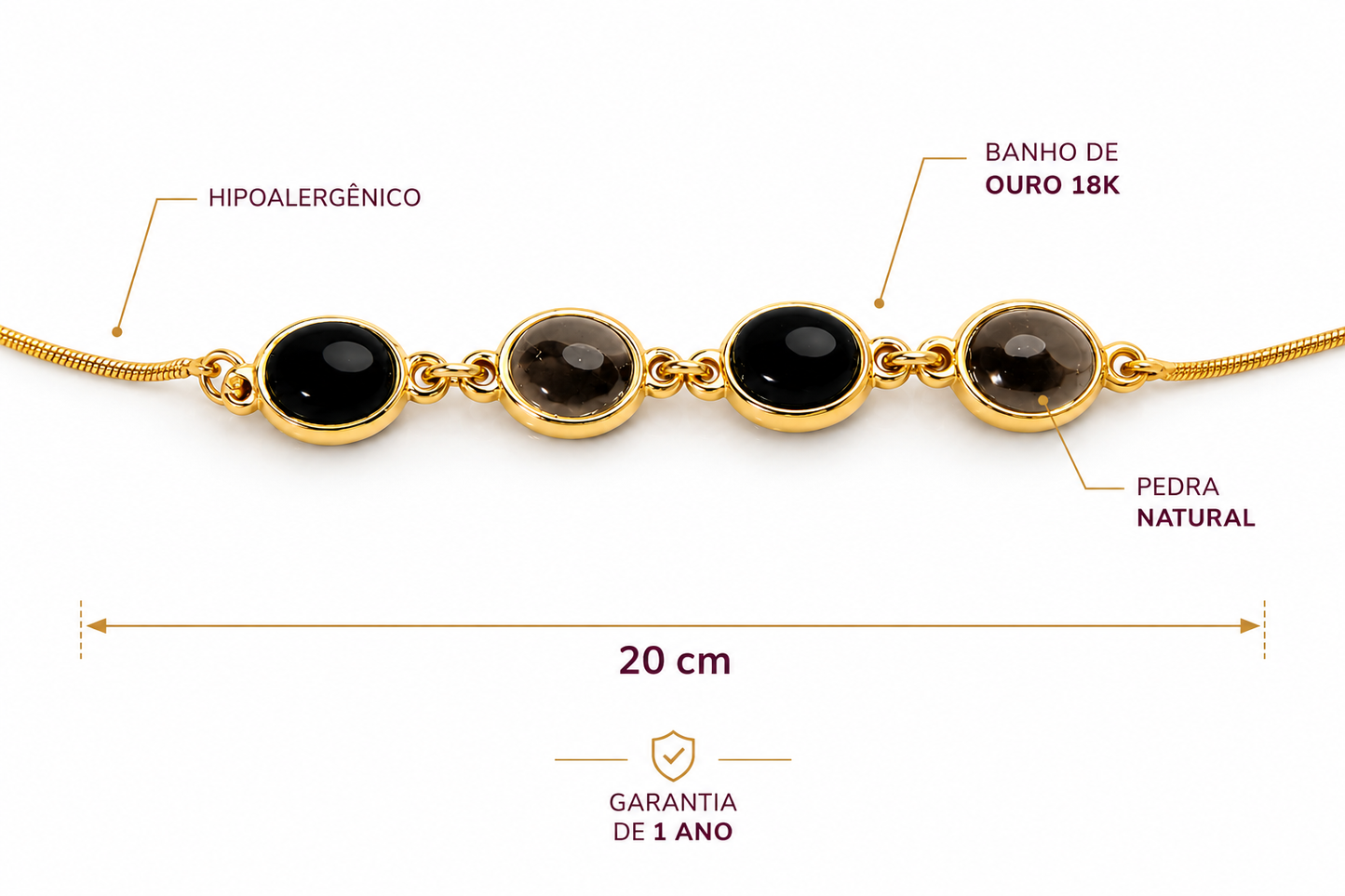 Pulseira Clara em Quartzo Rosa, Ágata Preta e Combinações Exclusivas | Ametís