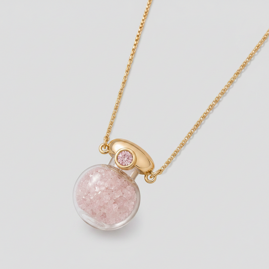 Colar Potinho da Sorte em Quartzo Rosa | Ametís