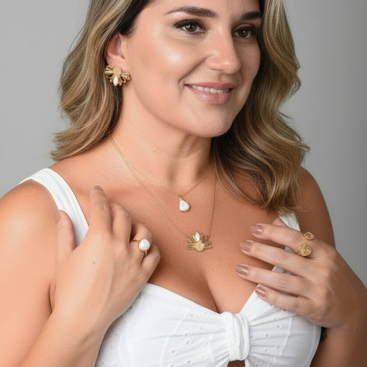 Colar Girassol em Howlita Branca e Citrino | Ametís