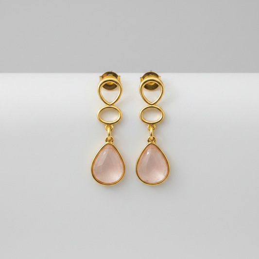 Brinco Bárbara em Quartzo Rosa | Ametís