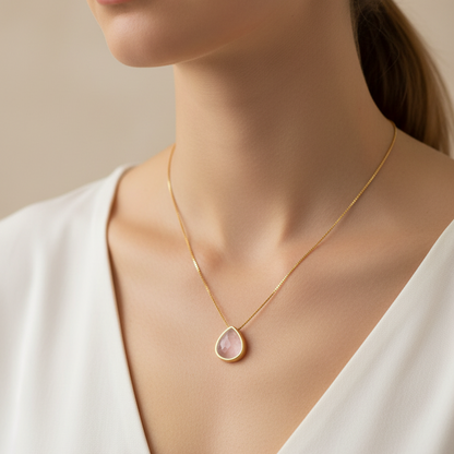 Colar Sônia em Quartzo Rosa | Ametís