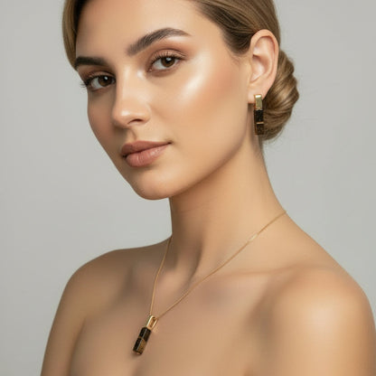 Brinco Amélia em Olho de Tigre | Ametís