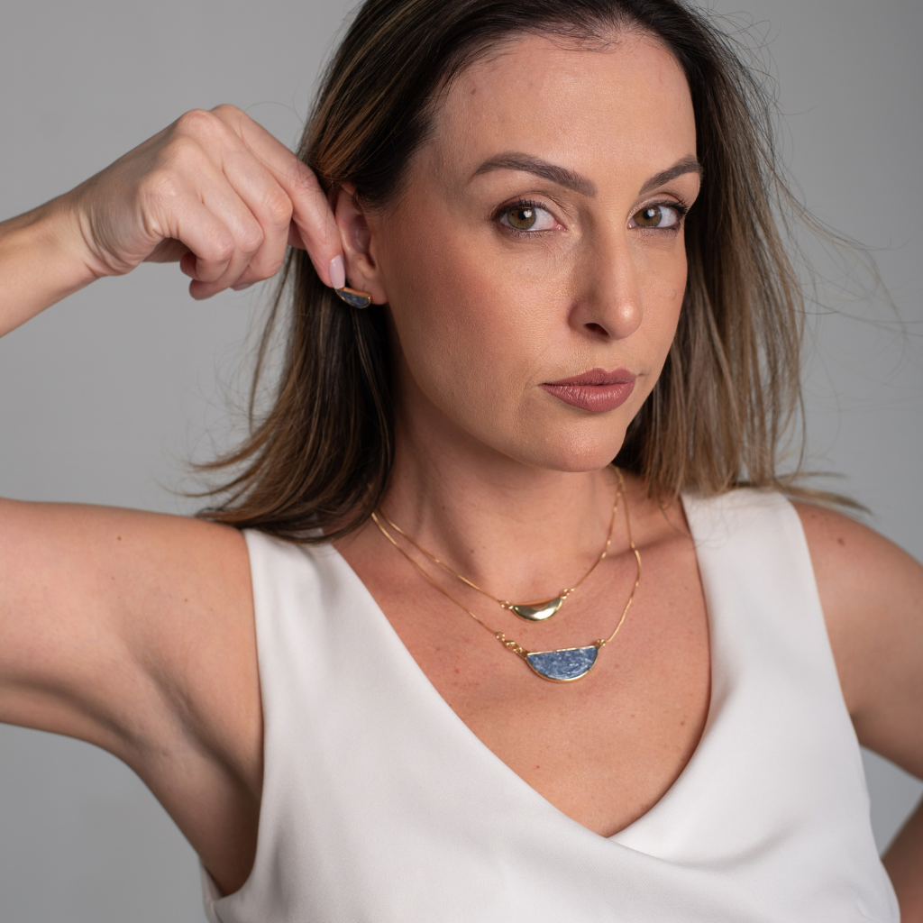 Colar Amábile em Cianita Azul | Ametís