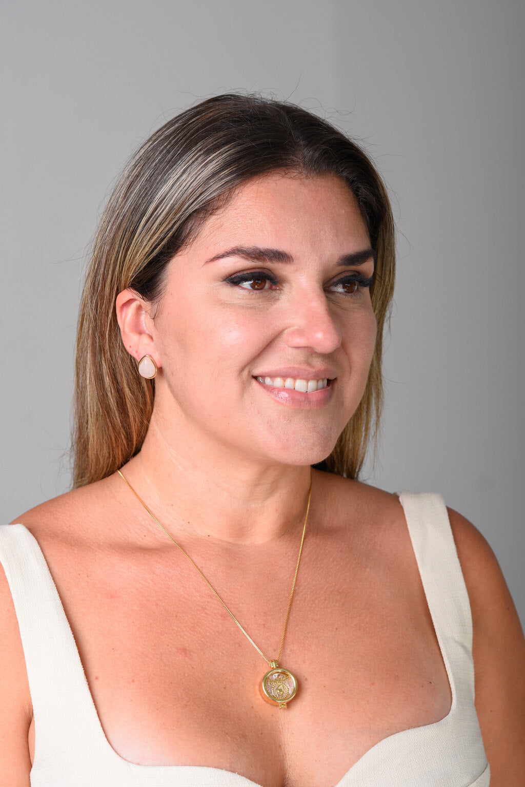 Brinco Camila em Quartzo Rosa | Ametís