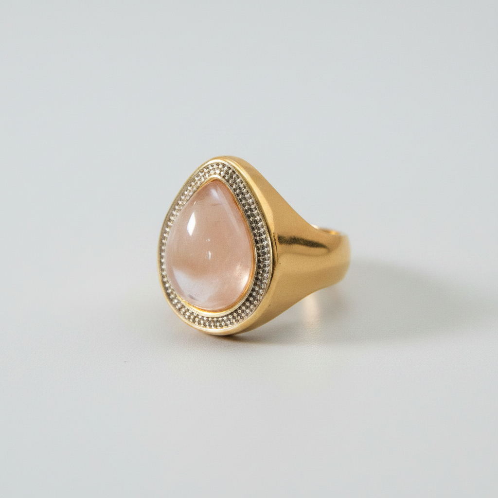 Anel Mel em Quartzo Rosa Perolado | Ametís