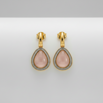 Brinco Mel em Quartzo Rosa | Ametís