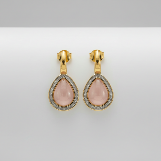 Brinco Mel em Quartzo Rosa | Ametís