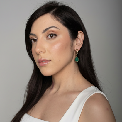 Brinco Bárbara em Ágata Verde | Ametís