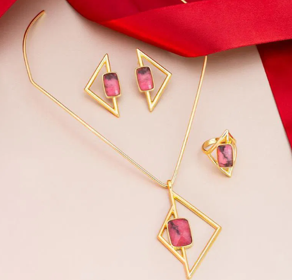 Colar Aura Rodonita Rosa | Ametís