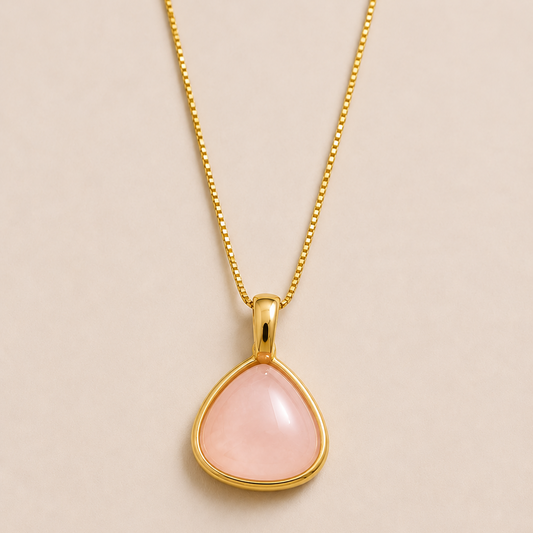 Colar Gota em Quartzo Rosa e Olho de Tigre | Ametís