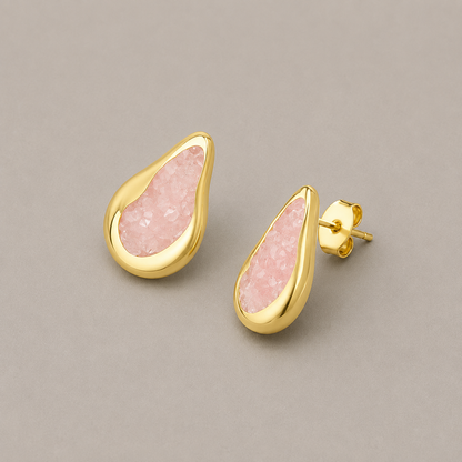 Brinco Karol Quartzo Rosa e Pirita | Ametís