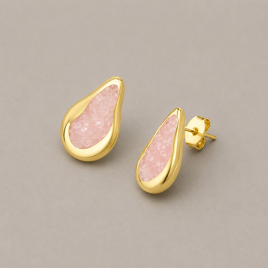 Brinco Karol Quartzo Rosa e Pirita | Ametís