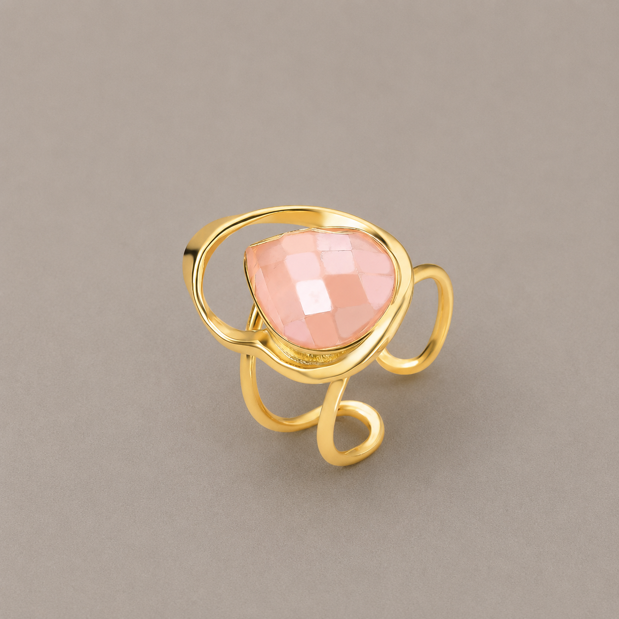 Anel Stella Quartzo Rosa Perolado | Ametís