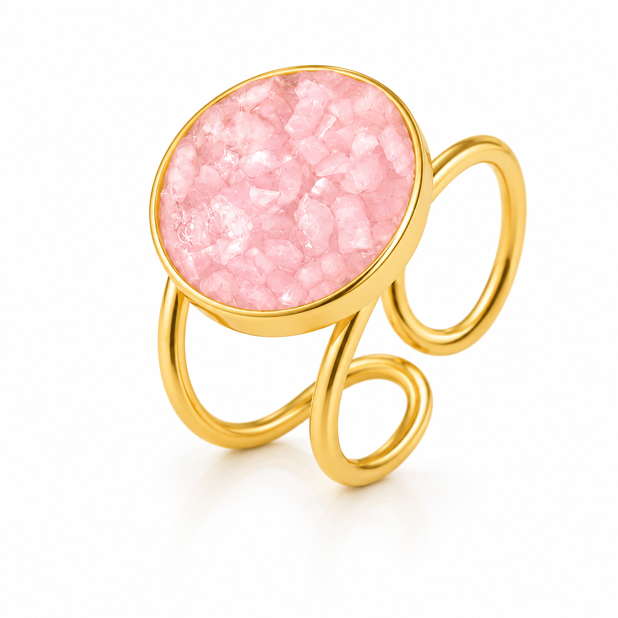 Anel Joice em Quartzo Rosa, Selenita, Olho de Tigre | Ametís