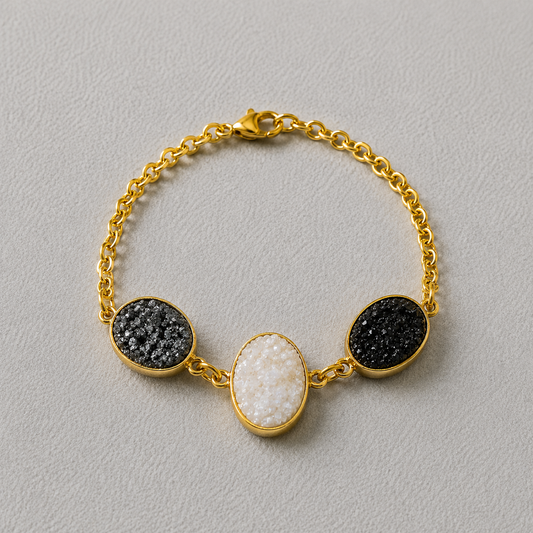 Pulseira Martina em Pirita, Turmalina Negra e Selenita | Ametís
