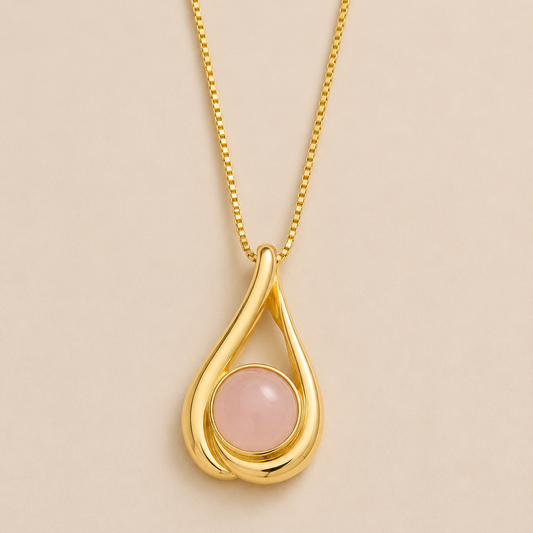 Colar Celina em Quartzo Rosa e Ágata Preta | Ametís