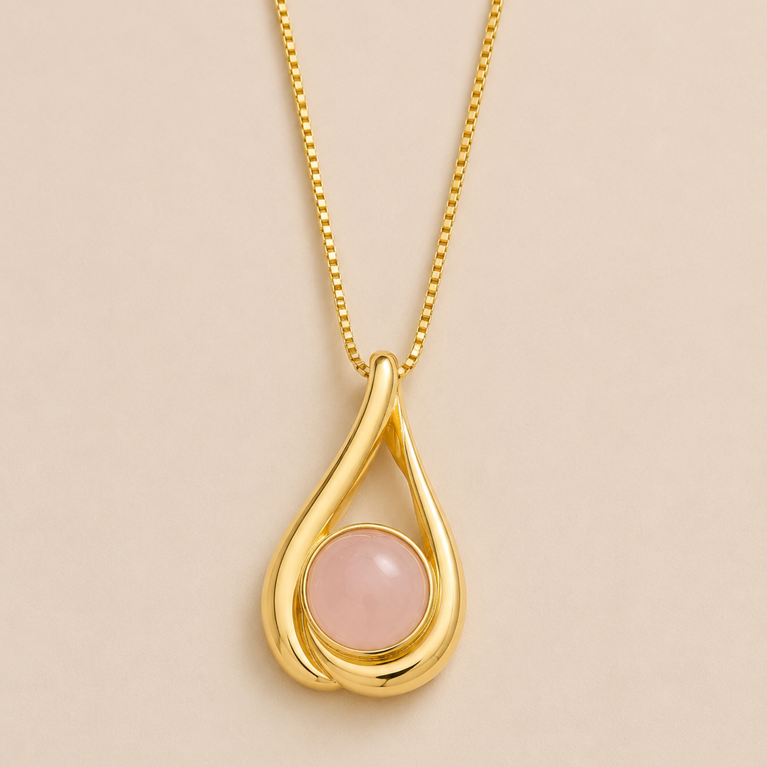 Colar Celina em Quartzo Rosa e Ágata Preta | Ametís