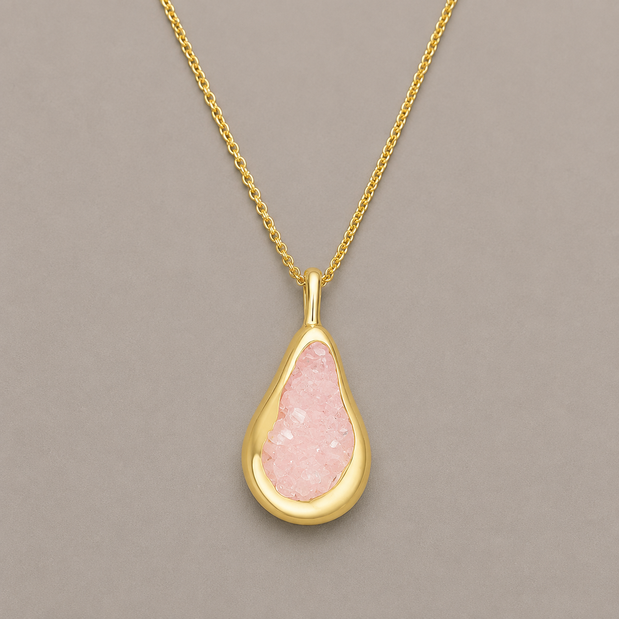 Colar Karol Pirita e Quartzo Rosa | Ametís
