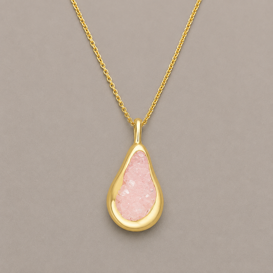 Colar Karol Pirita e Quartzo Rosa | Ametís