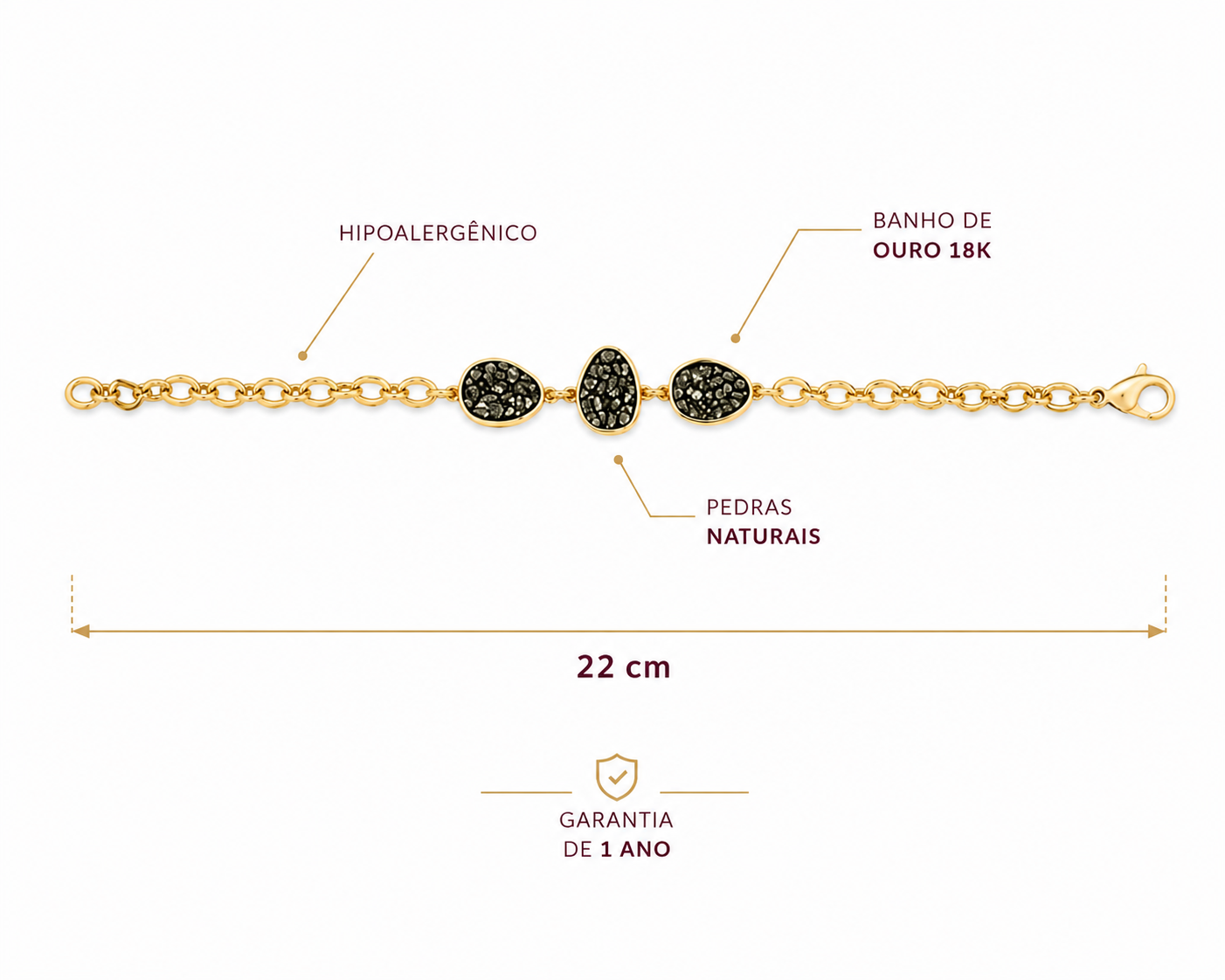 Pulseira Martina em Pirita, Ametista e Combinações Exclusivas | Ametís