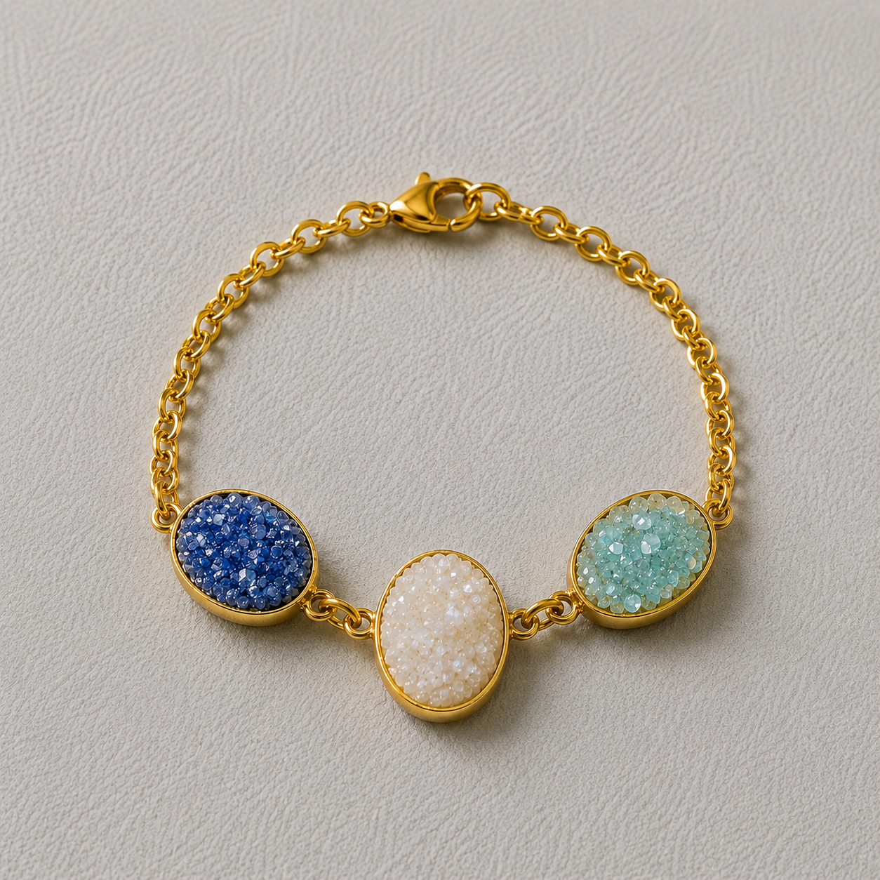 Pulseira Martina em Cianita Azul, Selenita e Amazonita Verde | Ametís