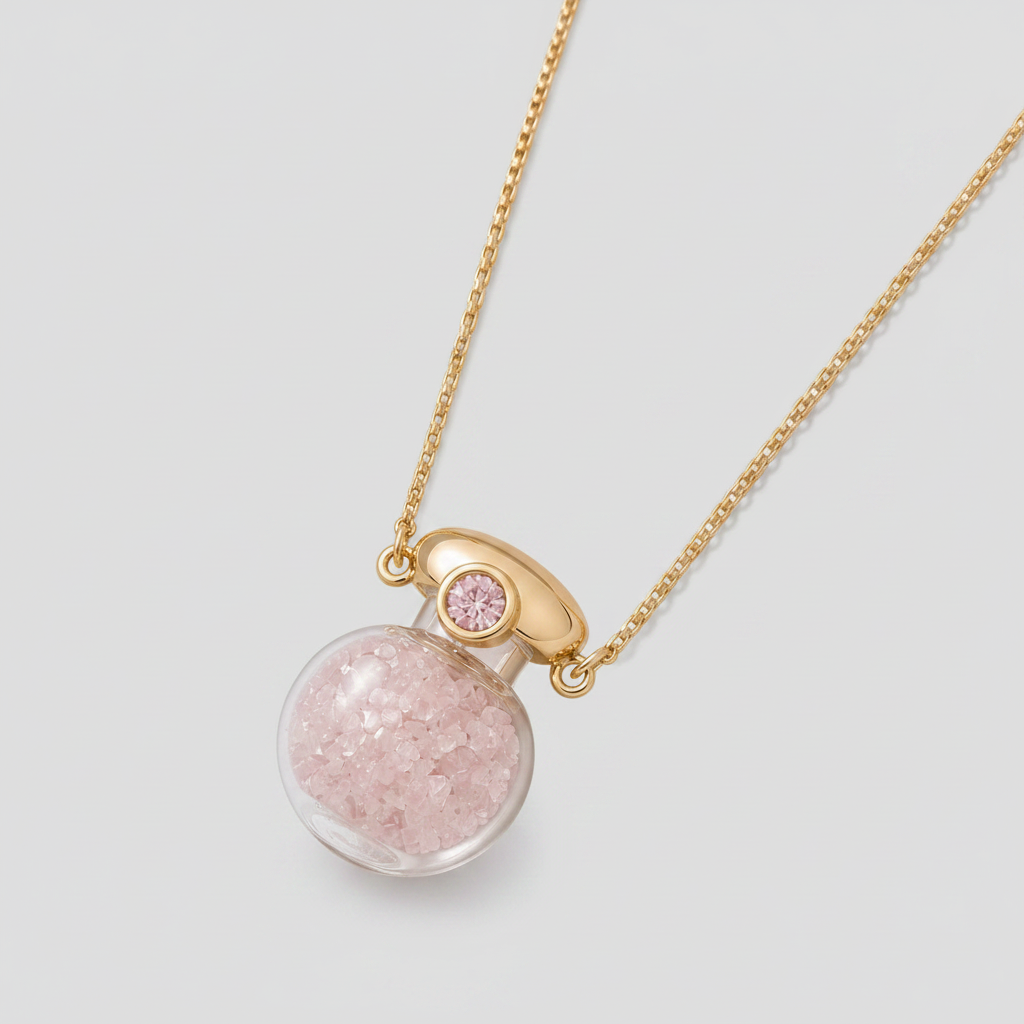 Colar Potinho da Sorte em Quartzo Rosa | Ametís