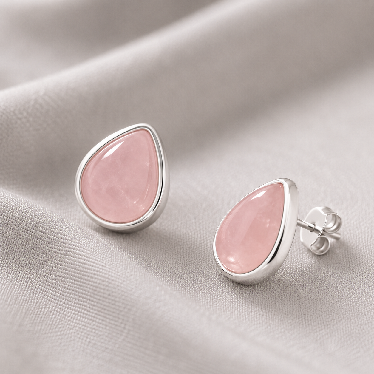 Brinco Camila em Quartzo Rosa, Pedra do Sol e Pedra Estrela em Prata | Semi Joia Ametís