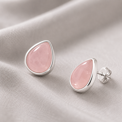 Brinco Camila em Quartzo Rosa, Pedra do Sol e Pedra Estrela em Prata | Semi Joia Ametís