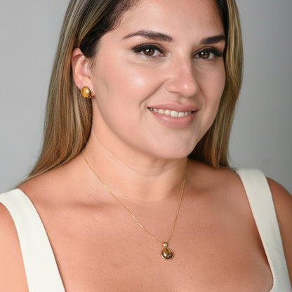 Brinco Clássico Tamanho Grande em Olho de Tigre, Sodalita e Howlita Branca | Ametís