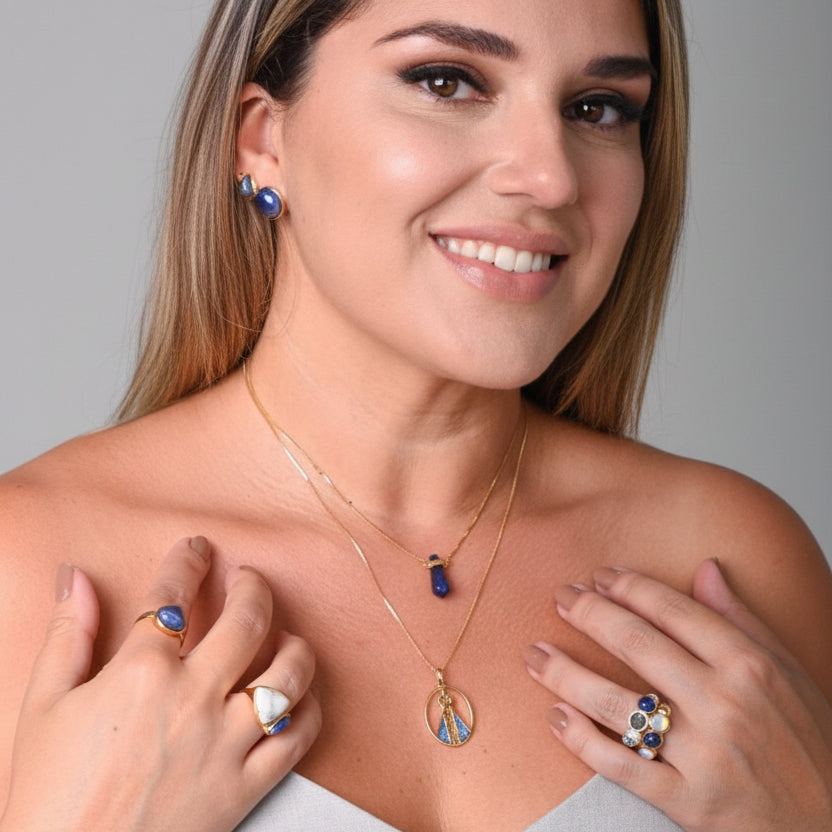 Colar Nossa Senhora Aparecida em Pedra Azul | Ametís