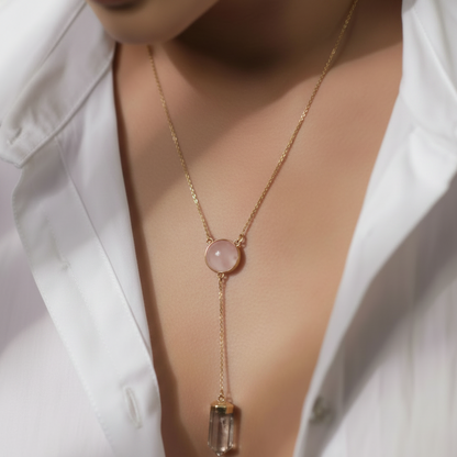 Colar Maria Eliz em Quartzo Rosa | Ametís