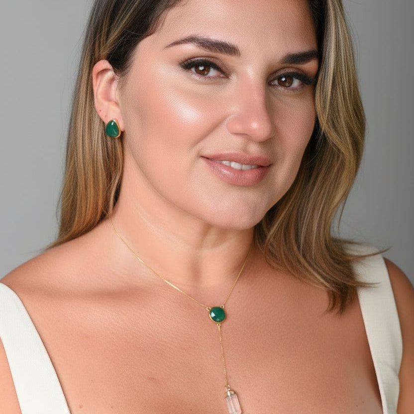 Brinco Camila em Ágata Verde | Ametís