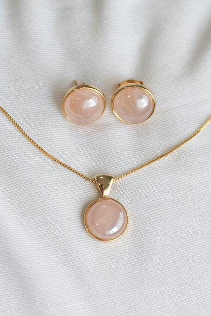 Brinco Clássico em Quartzo Rosa | Ametís