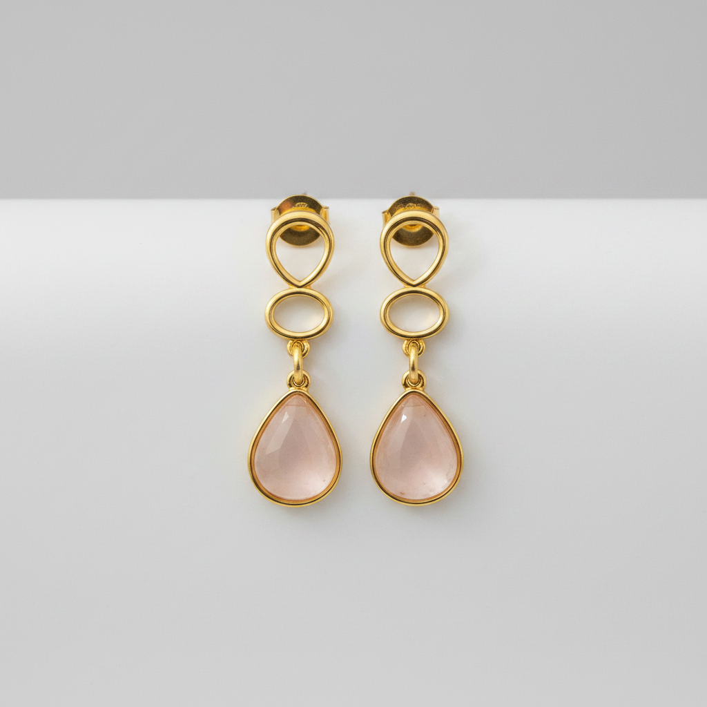 Brinco Bárbara em Quartzo Rosa | Ametís