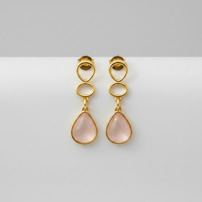 Brinco Bárbara em Quartzo Rosa | Ametís